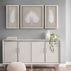 Framed Rice Paper Palm Leaves 3-Piece Shadowbox Wall Decor Set