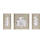Framed Rice Paper Palm Leaves 3-Piece Shadowbox Wall Decor Set