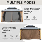 12'x14' Hardtop Gazebo - Cedar Wood Frame Canopy