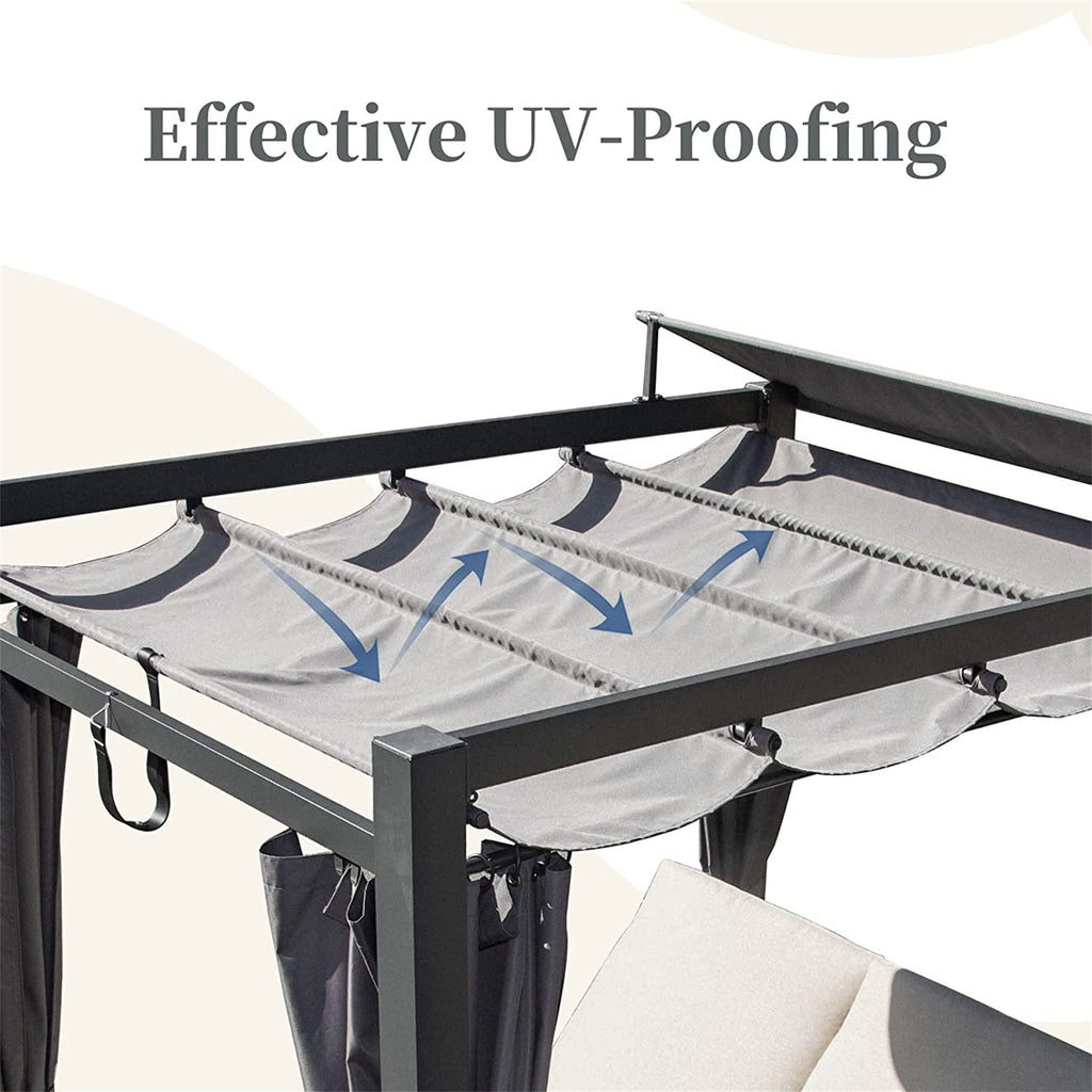 Aluminum Outdoor Patio Daybed with Retractable Canopy