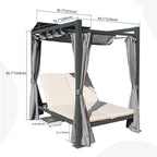 Aluminum Outdoor Patio Daybed with Retractable Canopy