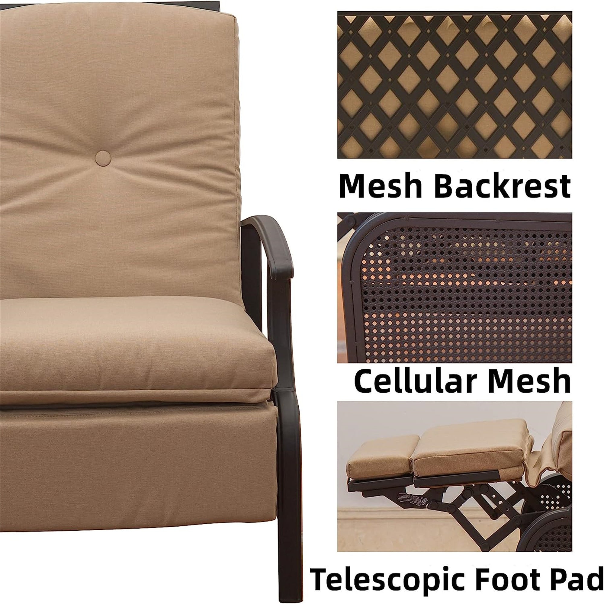Patio Recliner Chair with Cushions