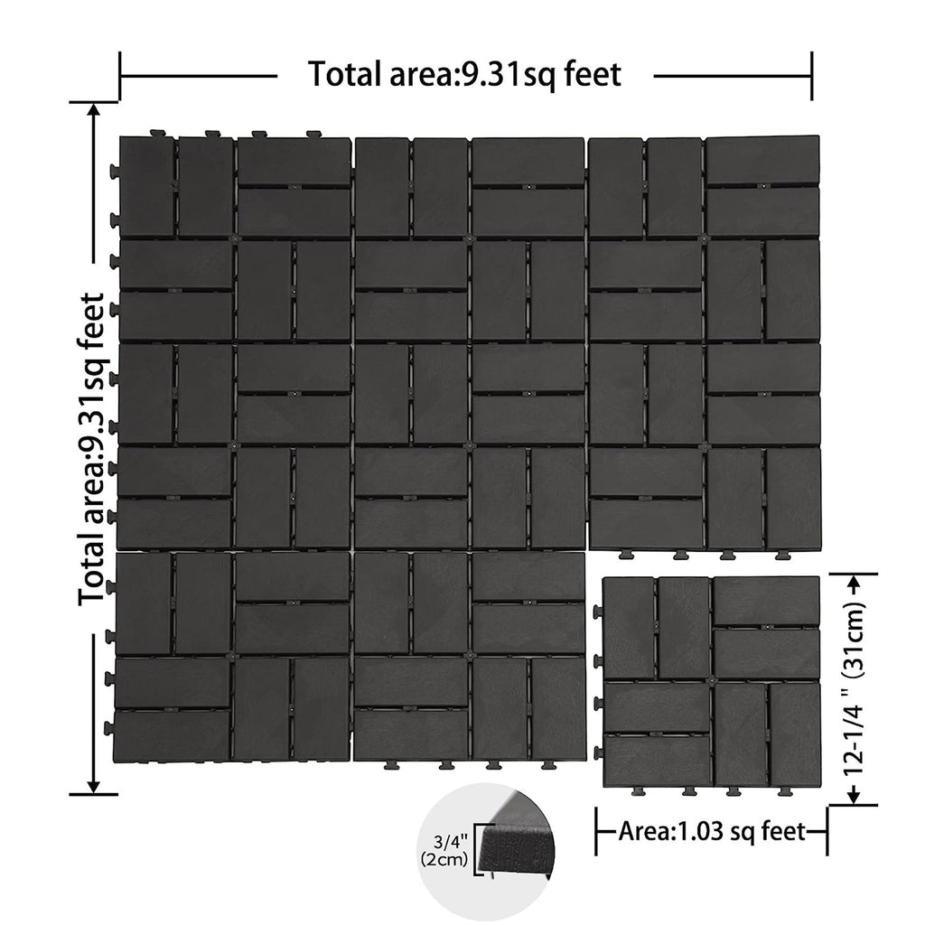 Patio Interlocking Deck Tiles - Pack of 36