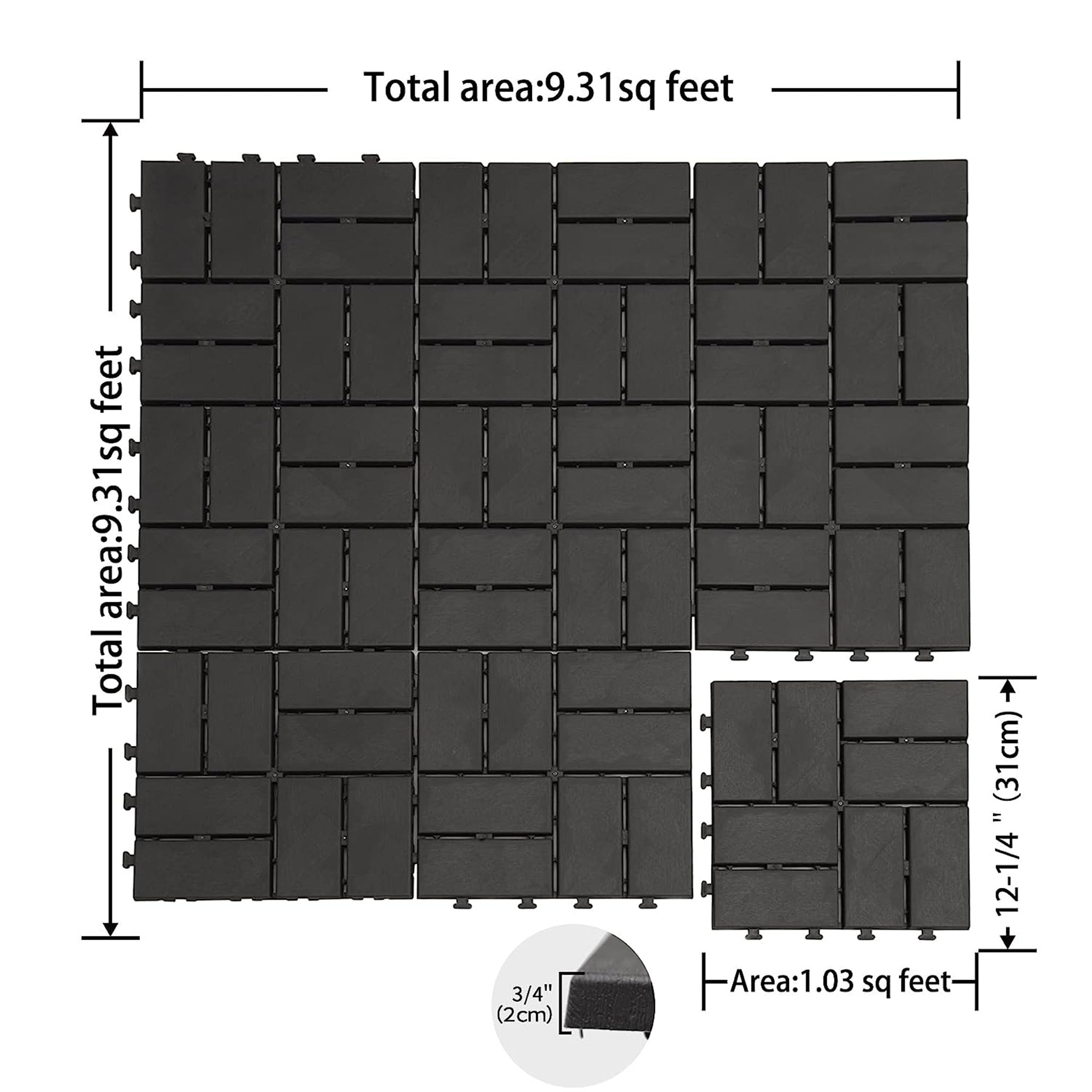 Patio Interlocking Deck Tiles - Pack of 36