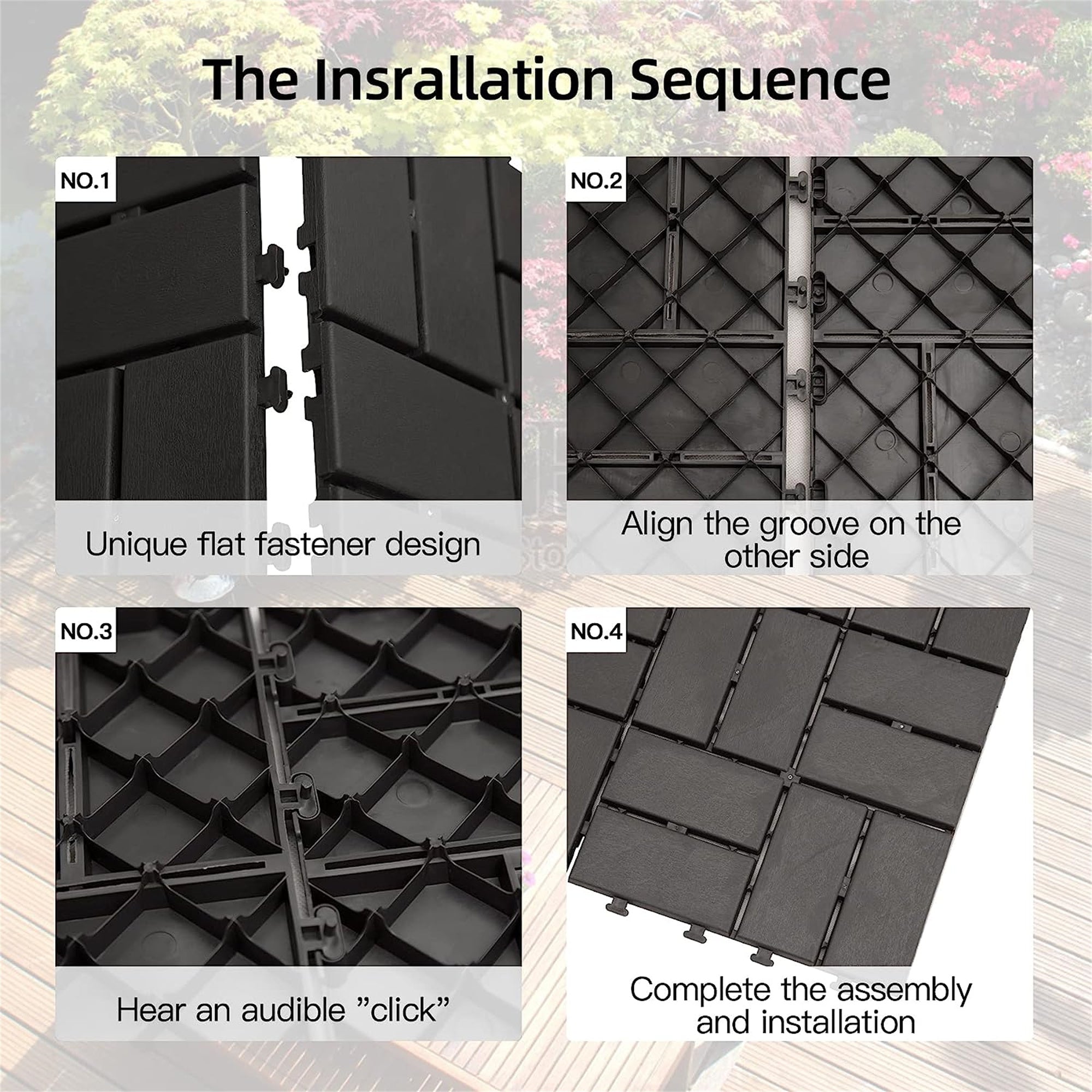 Patio Interlocking Deck Tiles - Pack of 36