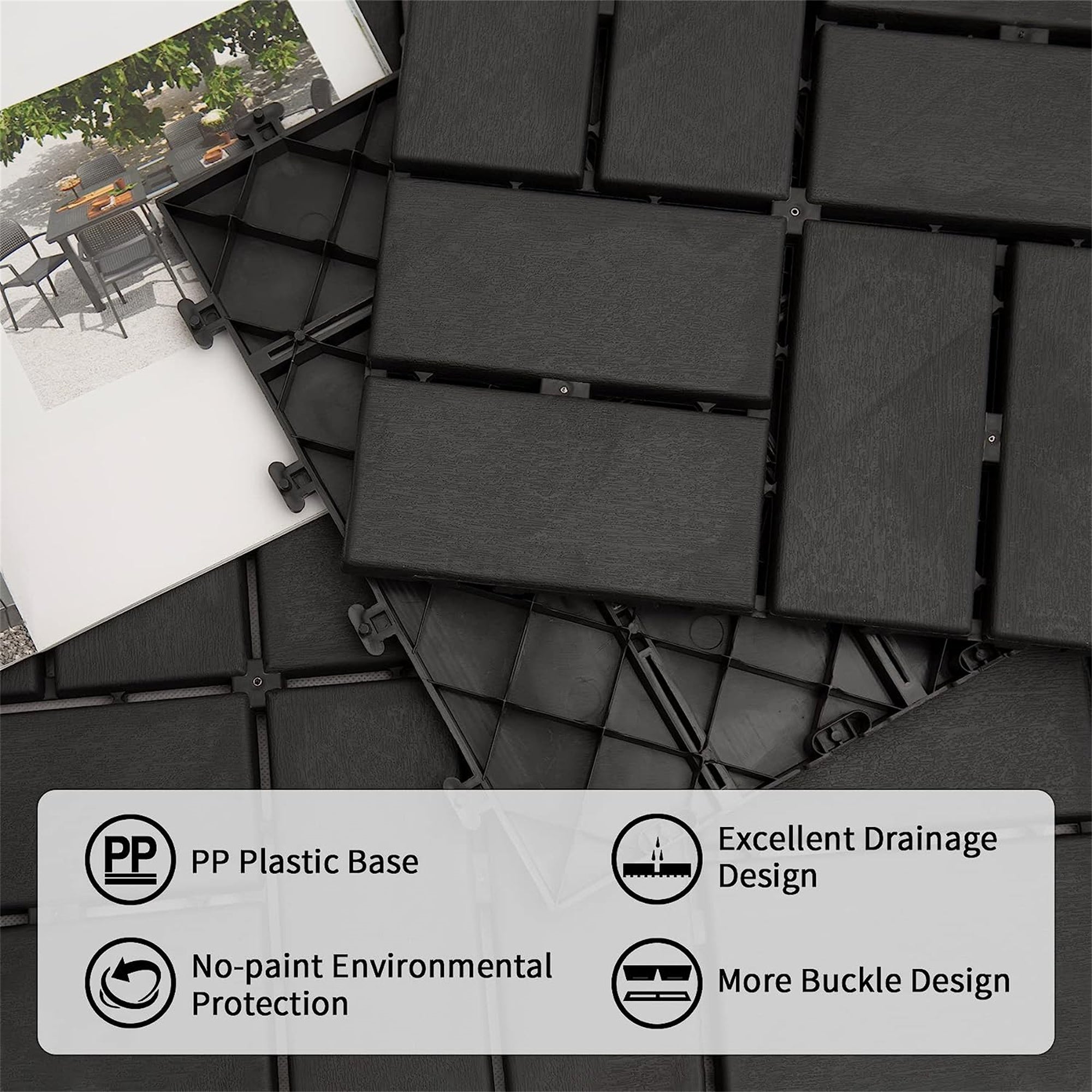 Patio Interlocking Deck Tiles - Pack of 36