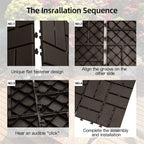 Patio Interlocking Deck Tiles, 12"x12" Square Composite Decking Tiles