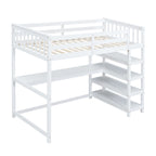 Twin Size Loft Bed with Storage Shelves and Under-bed Desk