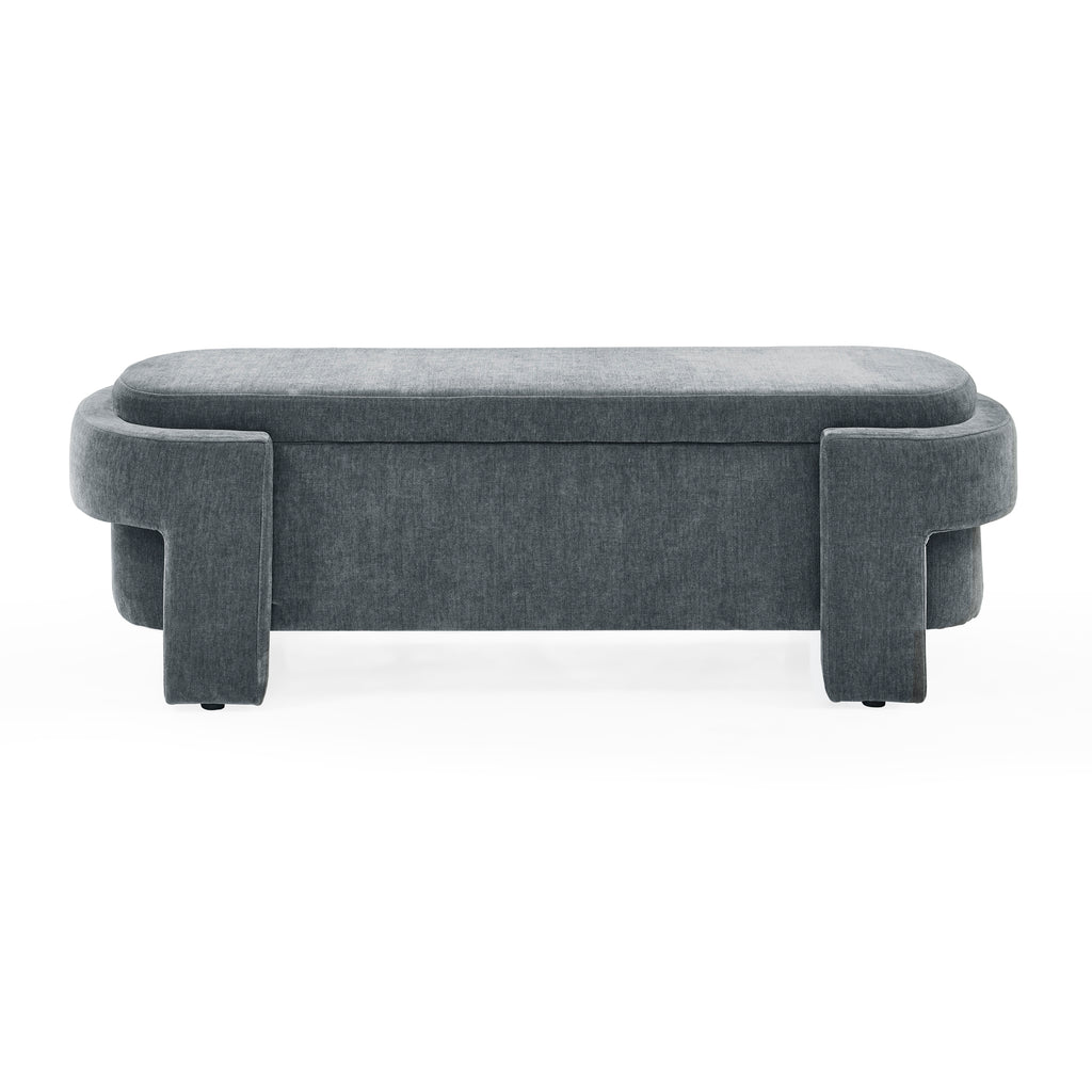 Chenille Upholstered Bench with Storage