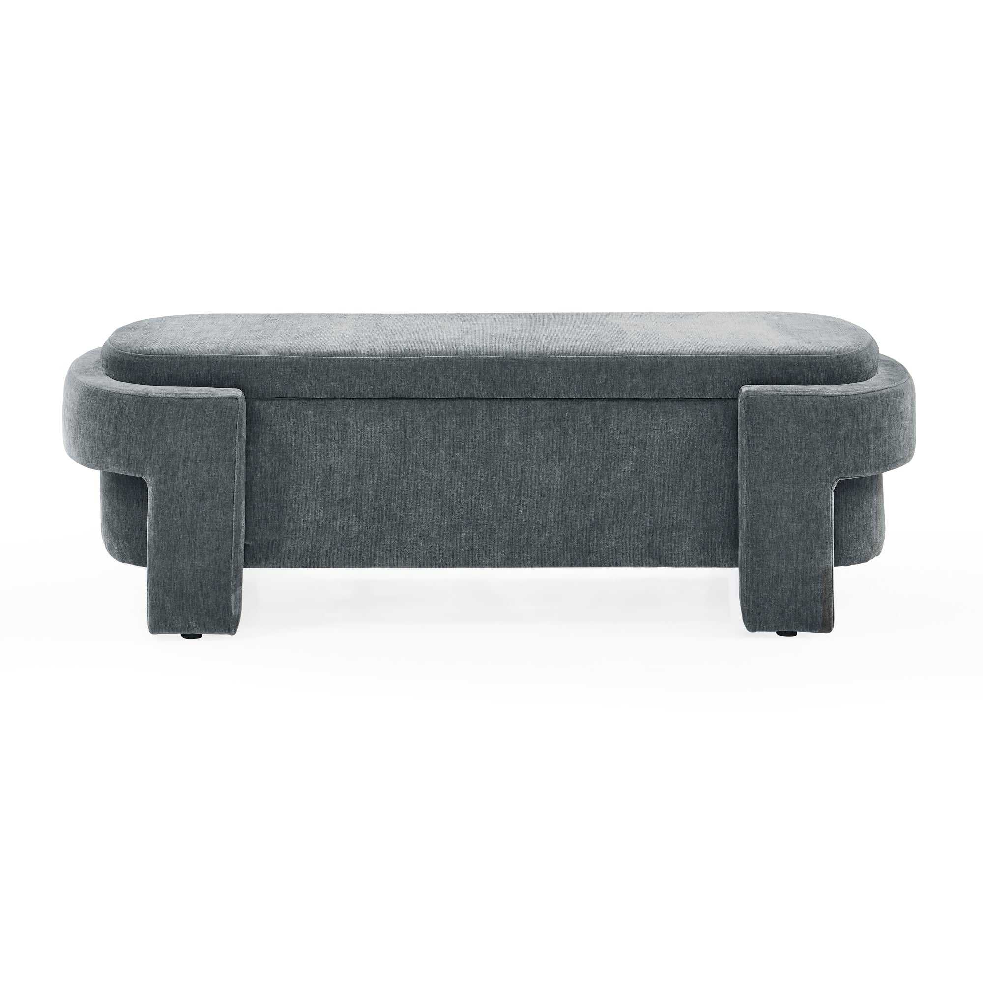 Chenille Upholstered Bench with Storage