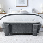 Chenille Upholstered Bench with Storage