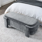Chenille Upholstered Bench with Storage