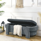 Chenille Upholstered Bench with Storage