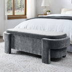 Chenille Upholstered Bench with Storage