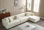 L-Shape Sectional Sofa with Deep Tufted Velvet Upholstered Right Chaise