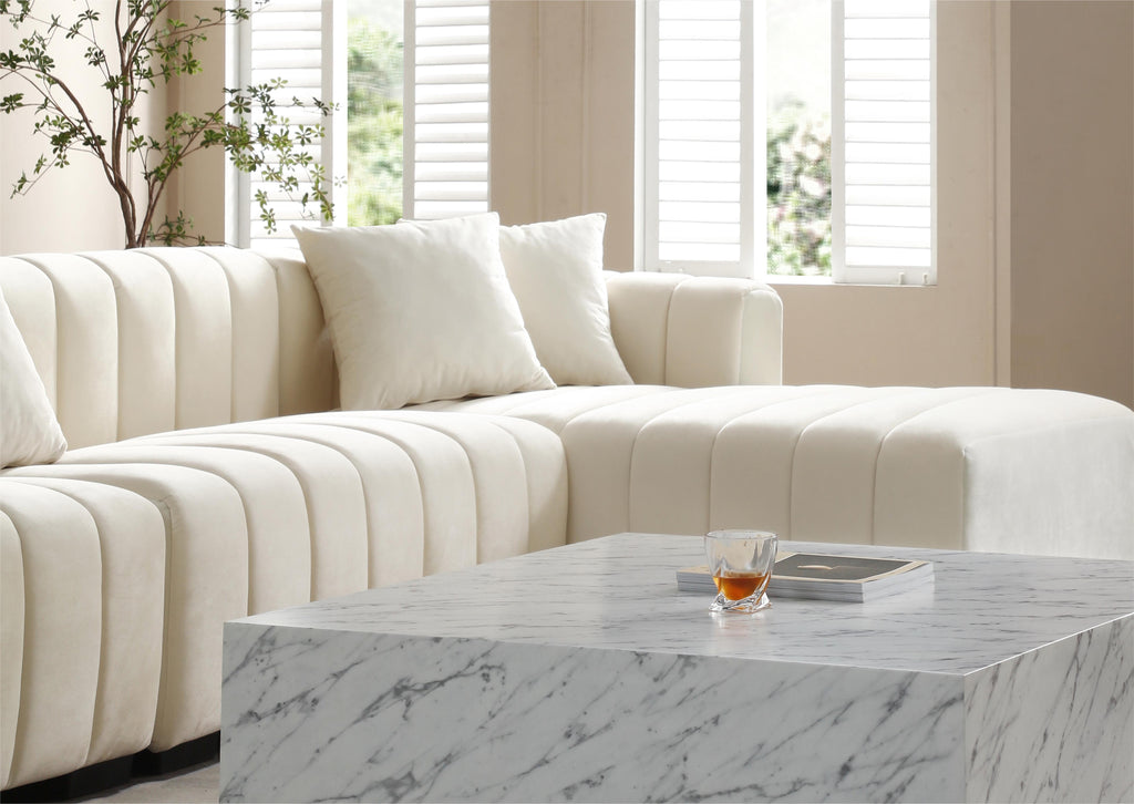L-Shape Sectional Sofa with Deep Tufted Velvet Upholstered Right Chaise