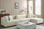 L-Shape Sectional Sofa with Deep Tufted Velvet Upholstered Right Chaise