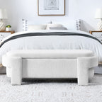 Linen Fabric Upholstered Bench with Large Storage Space