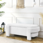 Linen Fabric Upholstered Bench with Large Storage Space