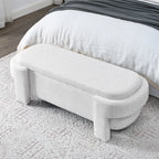 Linen Fabric Upholstered Bench with Large Storage Space