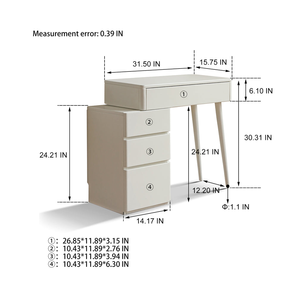 Solid Liriodendron Dresser Table with Stool