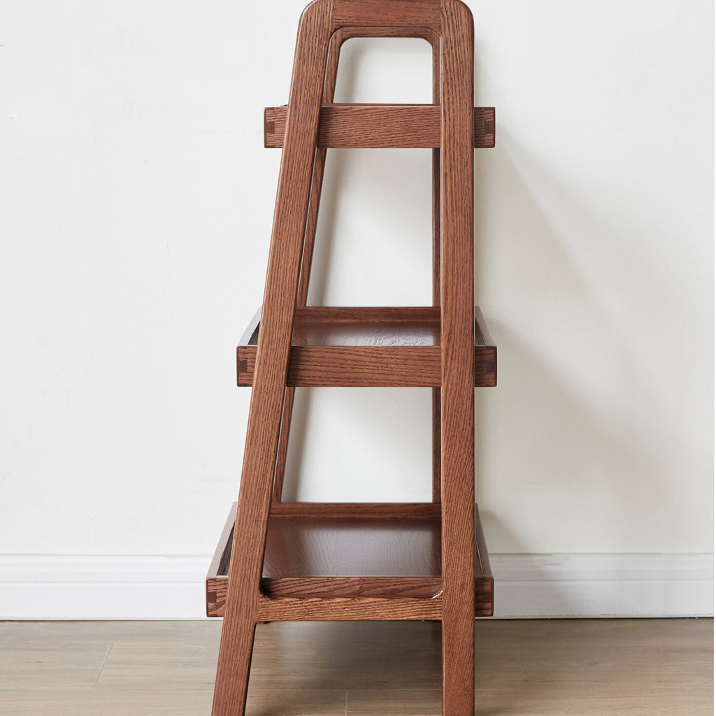 Walnut Color Solid Wood Display Shelf