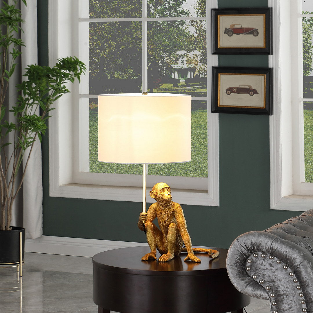 25.50" Golden Monkey Holding Polyresin Table Lamp