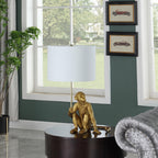 25.50" Golden Monkey Holding Polyresin Table Lamp