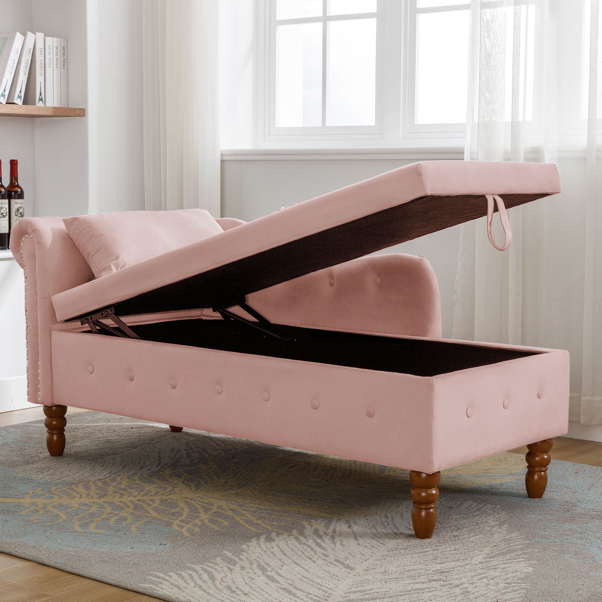 Pink Chaise Lounge Indoor Velvet Lounge Chair