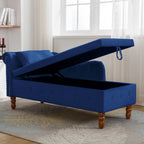 Navy Velvet Storage Chaise Lounge