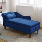Navy Velvet Storage Chaise Lounge