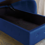 Navy Velvet Storage Chaise Lounge