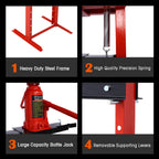 Hydraulic Shop Press - 12-Ton Capacity & Adjustable Height