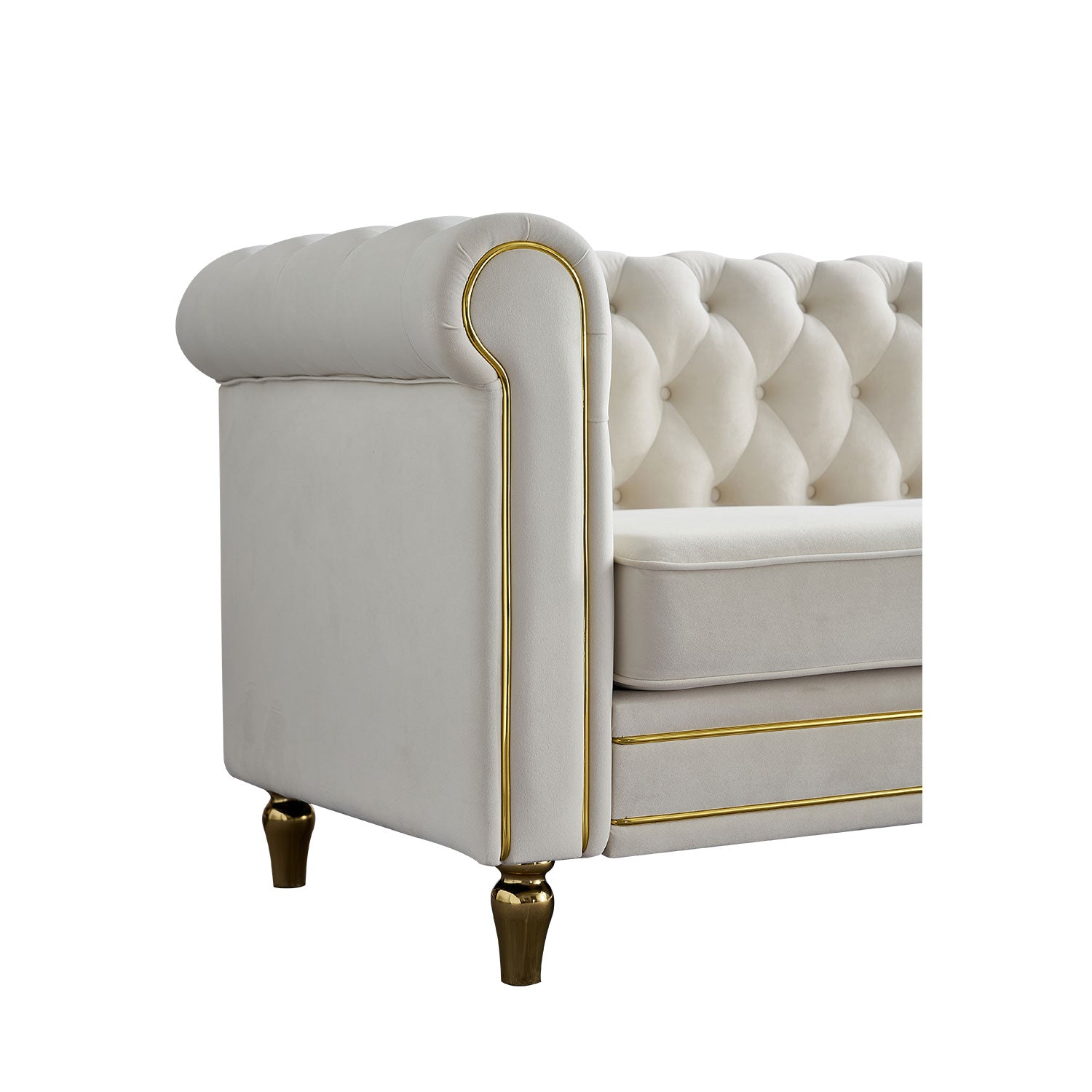 Chesterfield Velvet Sofa 84.65 Inch for Living Room