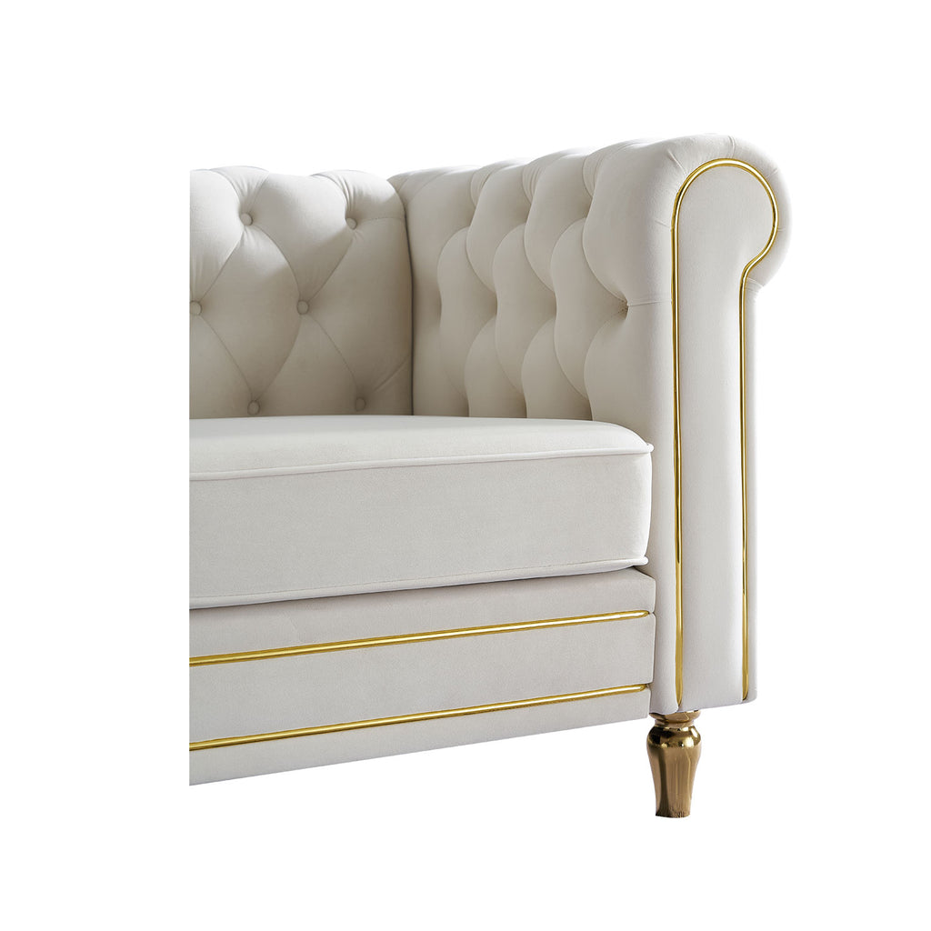 Chesterfield Velvet Sofa 84.65 Inch for Living Room