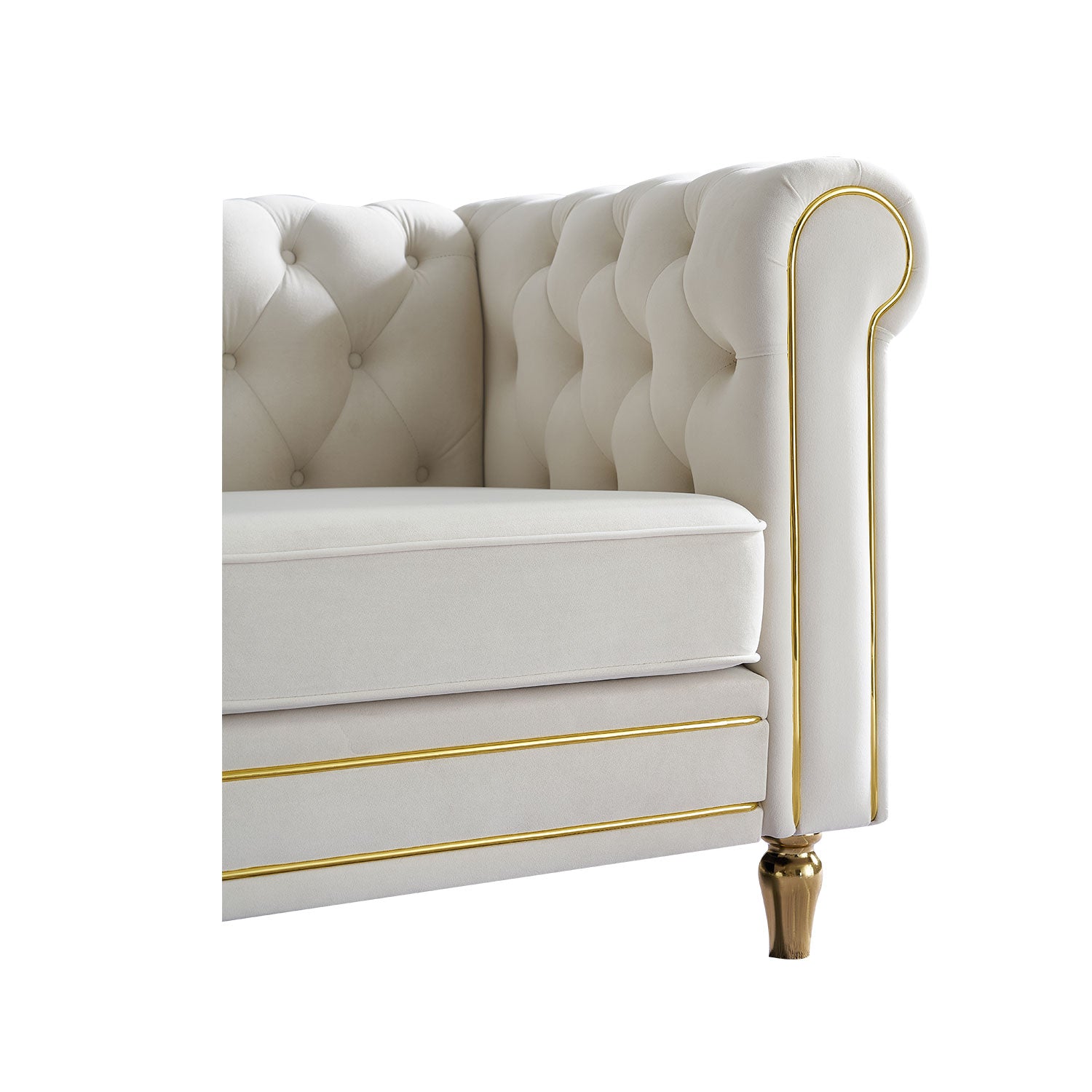 Chesterfield Velvet Sofa 84.65 Inch for Living Room