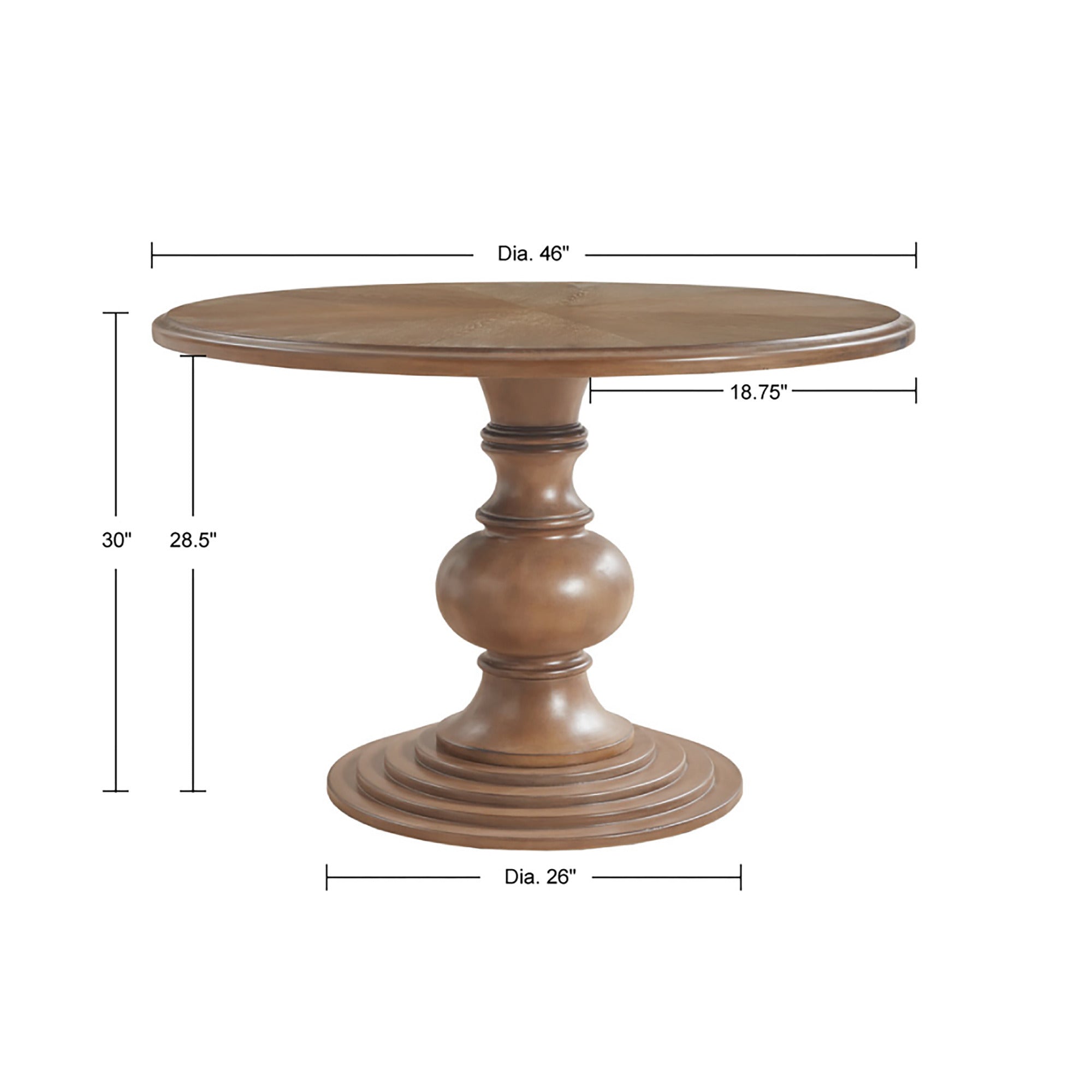 46" Round Pedestal Dining Table - Reclaimed