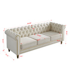 Chesterfield Velvet Sofa 84.65 Inch for Living Room