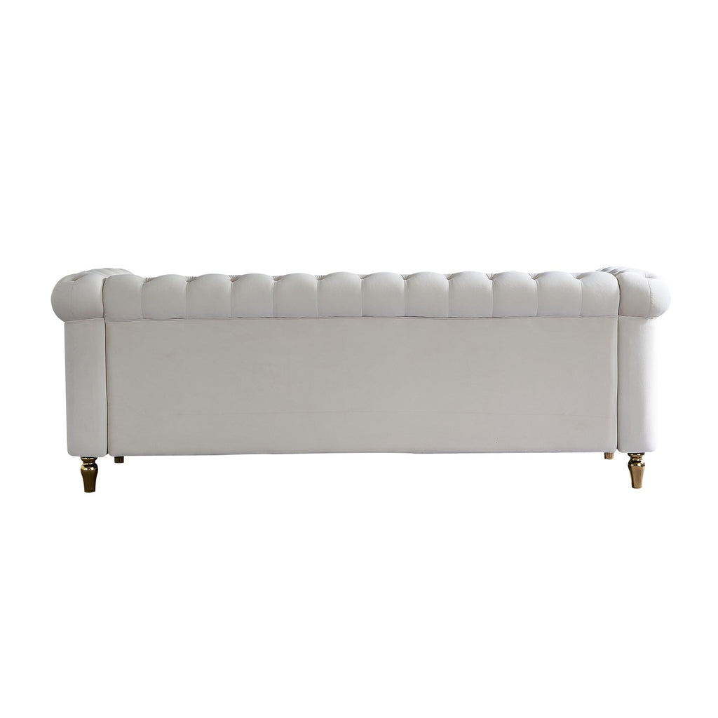 Chesterfield Velvet Sofa 84.65 Inch for Living Room