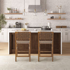 Faux Leather Woven Counter Stool 24"H