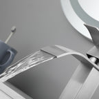 Waterfall Spout Bathroom Faucet - Single Handle Bathroom Vanity Sink Faucet