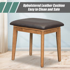 Classic Wood Makeup Vanity Set with Flip-top Mirror and Stool