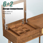 Classic Wood Makeup Vanity Set with Flip-top Mirror and Stool