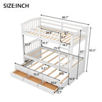 Twin Over Twin Wood Bunk Bed with Trundle and Drawers