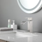Waterfall Spout Bathroom Faucet - Single Handle Bathroom Vanity Sink Faucet
