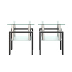Set of 2 Modern Tempered Glass Tea Tables