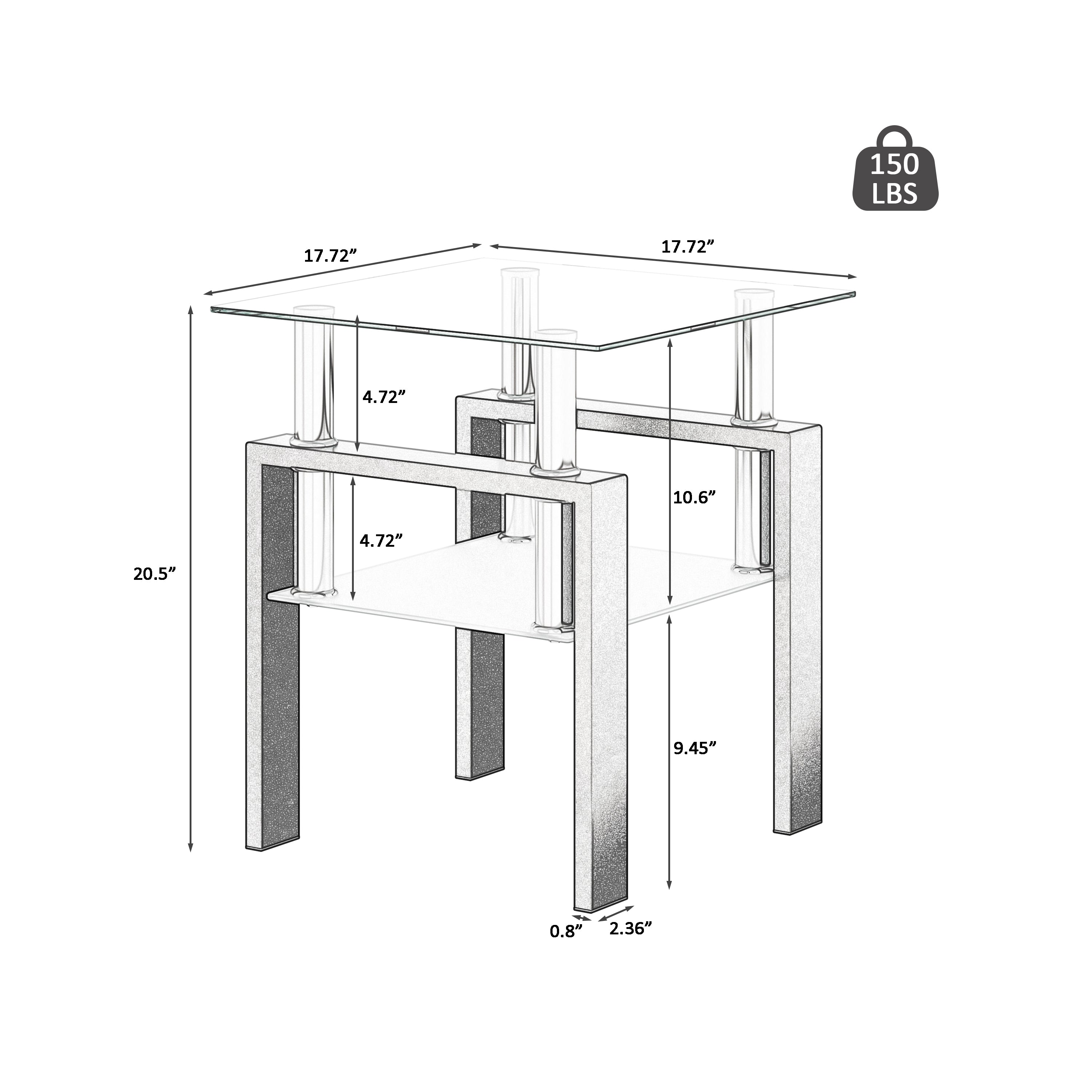1-Piece Modern Tempered Glass Tea Table