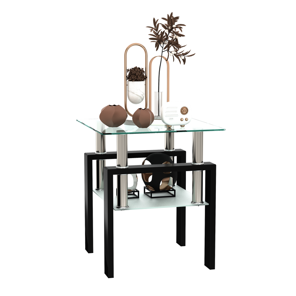 1-Piece Modern Tempered Glass Tea Table