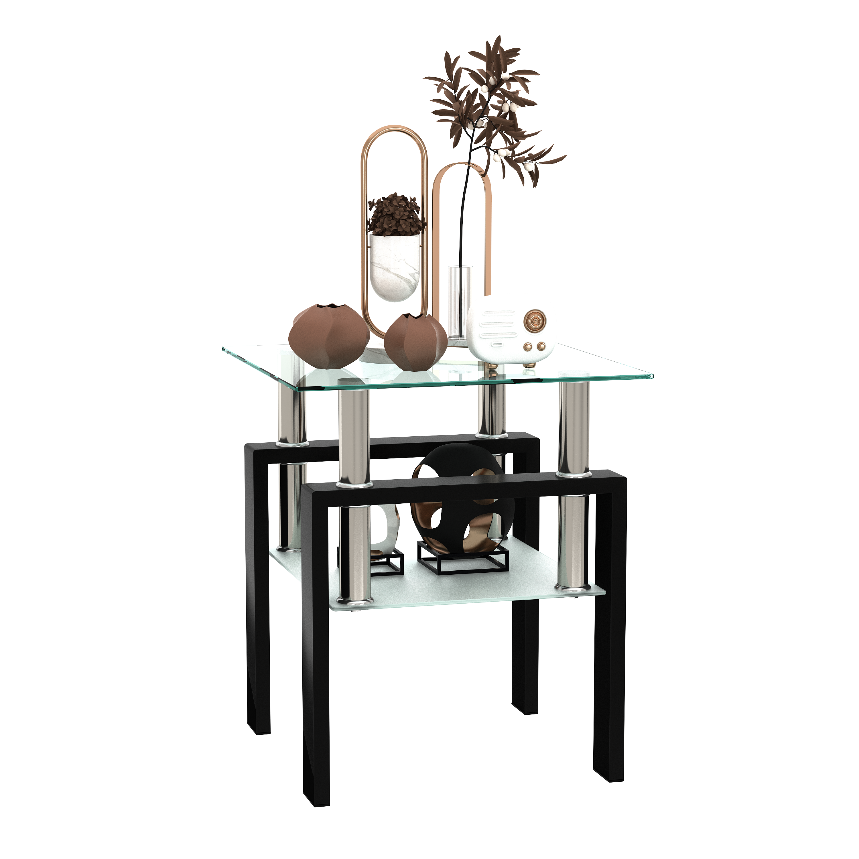 1-Piece Modern Tempered Glass Tea Table