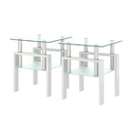 Set of 2 Modern Tempered Glass Tea Table